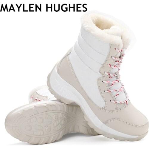 Women boots non-slip waterproof winter ankle snow boots women platform winter shoes fur plush botas mujer big large size 41 42