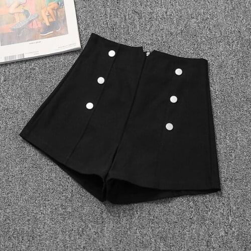 Women Shorts Women Black Buttons Korean Style Casual Zipper Fly Short Autumn Femmale Elegant Shorts 2020 Spring