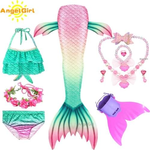 AngelGirl Girls Mermaid Tail Mermaid Swimming Costume Cosplay Swimsuit Party Clothing Bikini Swimwear Mermaid Dress for Party