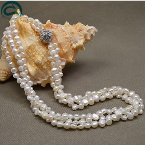 Unique Pearls jewellery Store AAA High Quality natural Freshwater Pearl Necklace For Women Classic Rhinestone Magnet Clasp