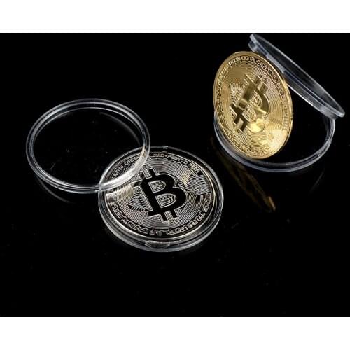 1pcs Gold Plated Bitcoin Coin Collectible Art Collection Gift Physical commemorative Casascius Bit BTC Metal Antique Imitation