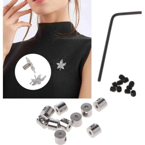10Pcs Pin Keepers Pin Safe Locks Pin Backs Clasp Locking Pin Keeper Backs Brooch PIn Locking Pin Backs With Wrench Tools X4YA