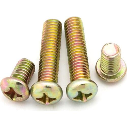 10pcs M3 M4 round hair cross bolt pan head machine screw high strength screws bolts GB818 color zinc 4mm-100mm length