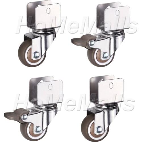 4pcs 360 Degree Swivel Casters TPE Rubber Universal Wheel With Brake Silent Durable Furniture Caster For Baby Bed or Trolley