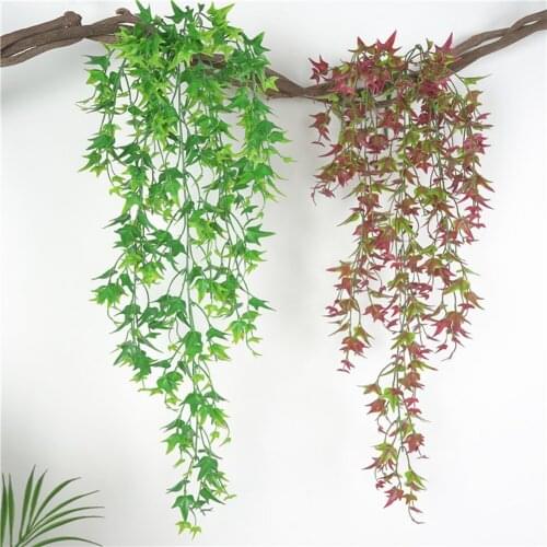 78cm 5 Forks Artificial Plants Vine Fake Sweet Potato Leaves Rattan Hanging Home Wall Garden Decoration Simulation Plant