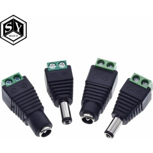 1pack 5.5MM x 2.1MM / 2.5MM Female Male DC Power Plug Adapter for 5050 3528 5060 Single Color LED Strip and CCTV Cameras