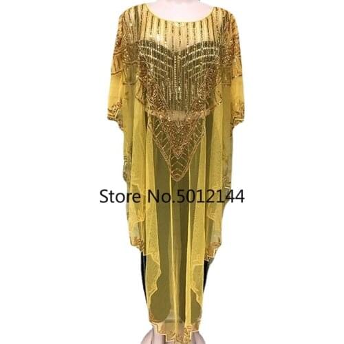 African Mesh Dresses For Women Batwing Sleeve Irregular Boubou Summer New See Through Sequins Shawl Cape African Maxi Dress 2021