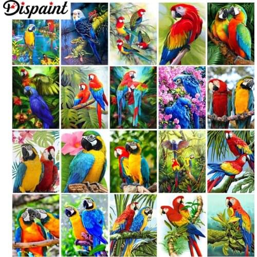 Dispaint 5d Diamond Painting Full Square/Round "Animal parrot scenery" Picture Of Rhinestone DIY Diamond Embroidery Home Decor
