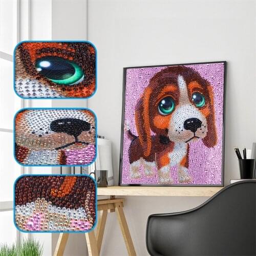 5D DIY Cute Brown Dog Diamond Painting Cross Stitch Wall Decor Diamond Embroidery Resin Full Special Shaped Rhinestone Diamond