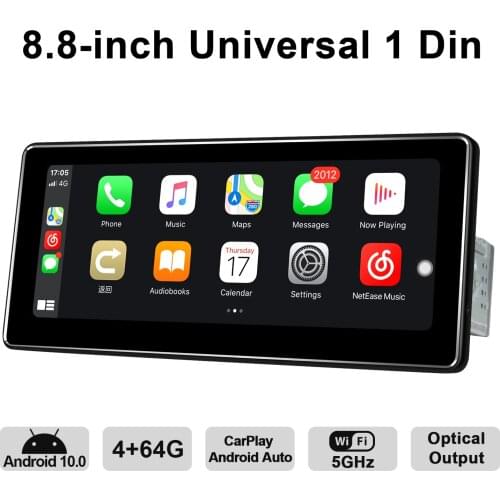 1 din 8.8 inch 1280*480 IPS Car Radio GPS Navigation 4GB RAM+64GB ROM stereo video player universal built in 4G&DSP with Carplay