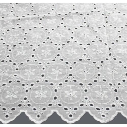 White Spot Pattern Hollow Lace Cloth Embroidered Womens Summer Cotton Cloth Hollow Lace Fabric