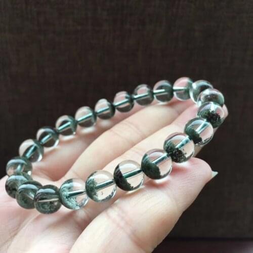 Natural Green Phantom Quartz Clear Round Beads Bracelet 8.5mm Women Men Crystal From Brazil Genuine AAAAAA