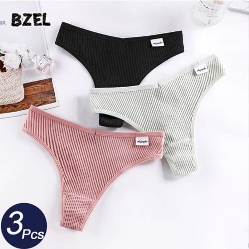 BZEL 3Pcs/lot Sexy Women Cotton G-String Low Waist Female Thongs Comfort Underpants Soft Underwear Seamelss Tanga Lady Lingerie