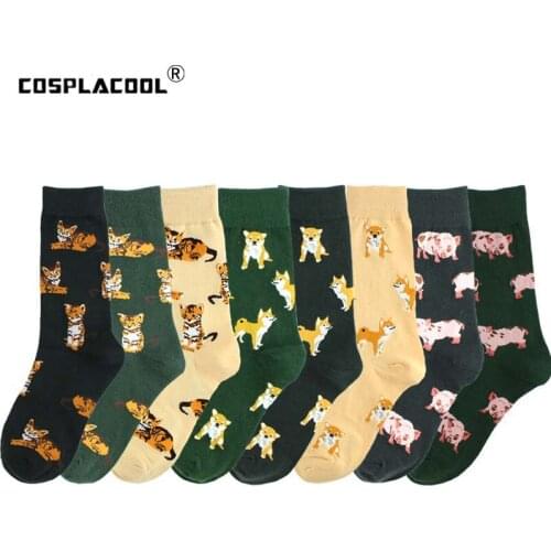 [COSPLACOOL]Animals Funny Socks Pug Dog Cotton Crew Socks Women Unisex Happy Novelty Socks Hipster Female Calcetines Divertidos