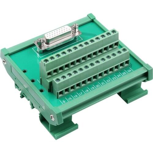 DB26 D Sub 26 Pin Connectors Male / Female Socket Terminal Block Breakout Board Adapter DIN Rail