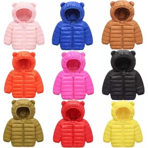 Childrens Hooded Down Cotton Jacket Childrens Light Cotton Coat Men and Women Baby Autumn and Winter Warm Jacket Infant Cotton
