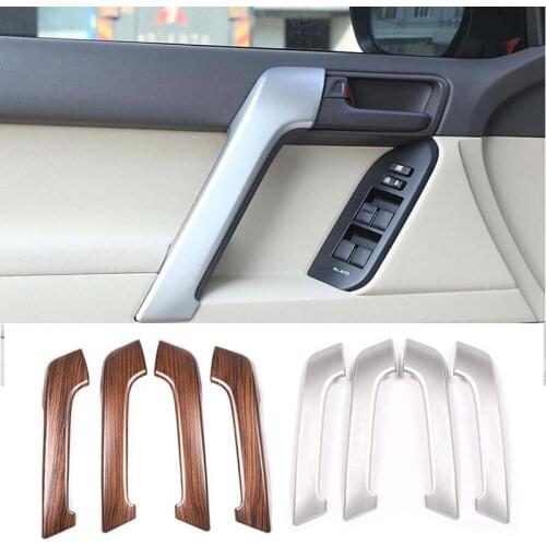 For Toyota Land Cruiser Prado 150 LC150 FJ150 2010-2018 Interior Wooden Door Handle Bowl Cover Trim Chrome Car-Styling Accessory