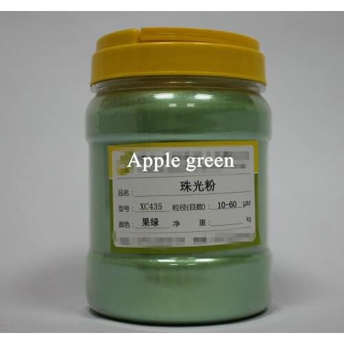Dofuny Free shipping Apple Green Healthy Natural Pearl Powder Pigment Mica Powder Dye Soap Make up Artwork Pigment 500g