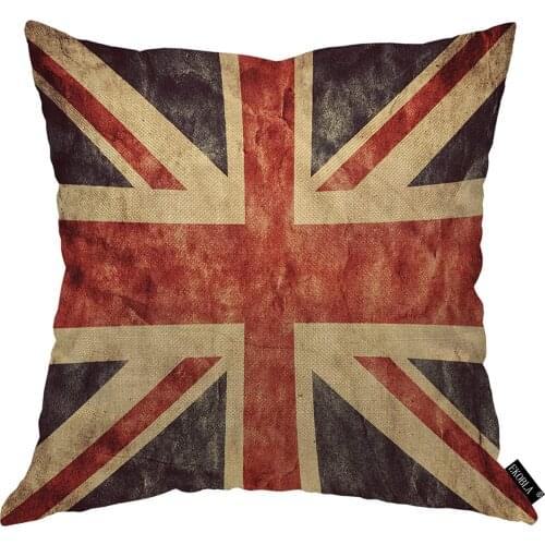 EKOBLA United Kingdom Flag Throw Pillow Cover Grunge Vintage England Patriot Patriotic Stripes Cozy Square Cushion Case for Men