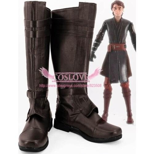 Episode II Attack of the Clones Anakin Skywalker Brown Cosplay Shoes Cosplay Boots CosplayLove