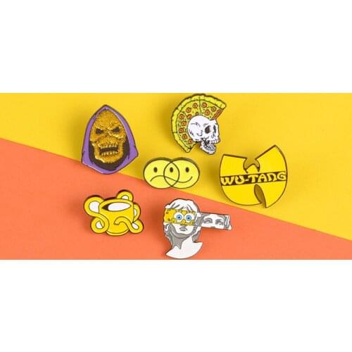 Purple hood skull enamel pin Master of universe badge Cartoon yellow face Lapel pins brooches Halloween jewelry gift for friend
