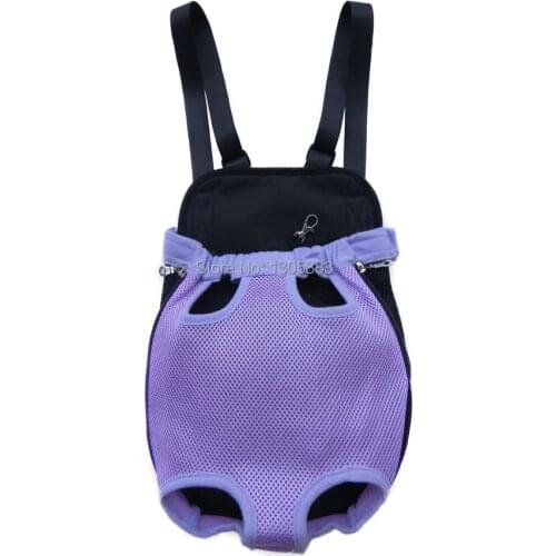 Purple Mesh Pet Carrier Backpack Adjustable Pet Front Cat Dog Carrier Backpack Travel Bag Legs Out Easy-Fit ForTraveling Hiking