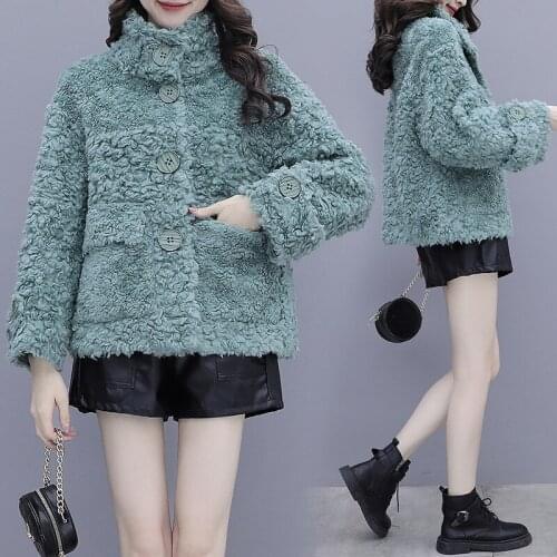 Imitation cashmere fur coat Haining new kara roll imitation lamb fur one female sheep shear coat wool coat womens coat