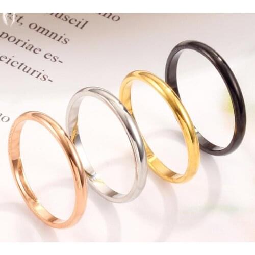 Small Stainless Steel Rings for Women Black Rose Gold Silver Color Tail Ring Fashion Jewelry Wholesale