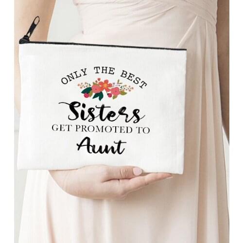 Auntie Makeup Bag Letter Sister Print Cosmetic Bags Make Up Bags Toiletries Organizer Pouch Ladies Purse Letter