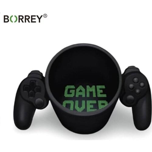 BORREY 3D Game Controller Handle Mug Ceramic Milk Tea Cups Gameboy Birthday Christmas Best Gift Creative Game Over Coffee Mug