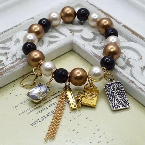 Hot Sale Top-Rated Fashion Alloy Charms & Glass Beads Bracelets Charms Women DIY Jewelry Female Bijoux Gift B15217-15219-15220