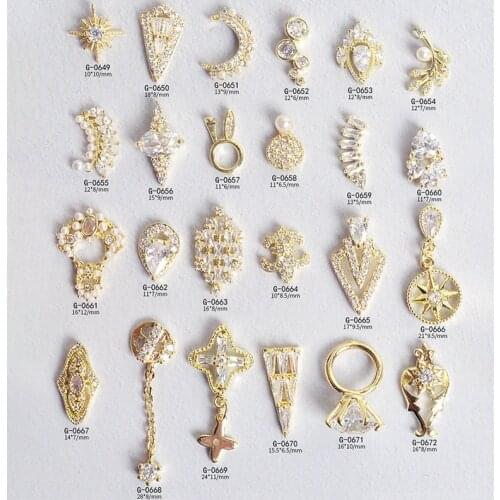 10pcs/lot 3D Moon Bow Zircon Crystals Alloy Rhinestones Jewelry Nail Art Decorations Nails Accessories Charms Supplies G0649