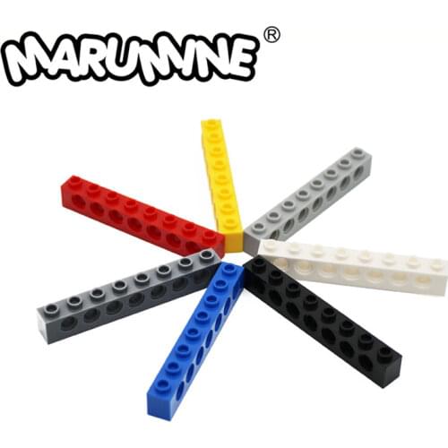 Marumine Technic Bricks 1x8 with Hole 15PCS MOC Building Brick Set 3702 Educational Classic Blocks Toys Gift For Children