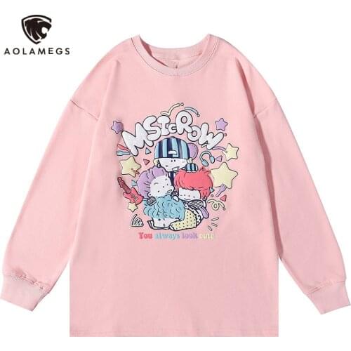 Aolamegs Oversized Sweatshirt Men Print Hoodie Cartoon Clothing Mens Hoodie Hip Hop Tracksuit Fashion Pullover Streetwear