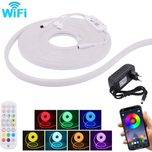 DC 12V Neon Strip Light EU US UK AU Set Waterproof RGB WIFI Flexible LED Neon Lamp For Home Decor