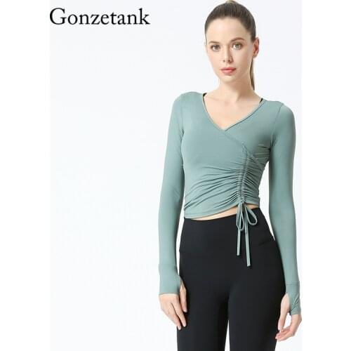 New Womens Yoga Top Finger Cots Long-sleeved Yoga Clothes Nude Skin-friendly Stretch Slim Breathable Body Fitness Sports Tights