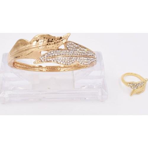 NEW High Quality Ltaly 750 Gold color Jewelry Set For Women african beads fashion Bracelet Ring jewelry