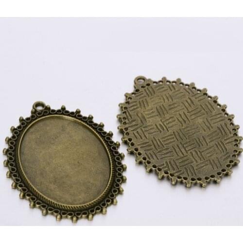 30*40mm 10pcs/lot antique Bronze Cabochon Base Tray Bezels Blank Setting Supplies For Jewelry Making Findings pendant