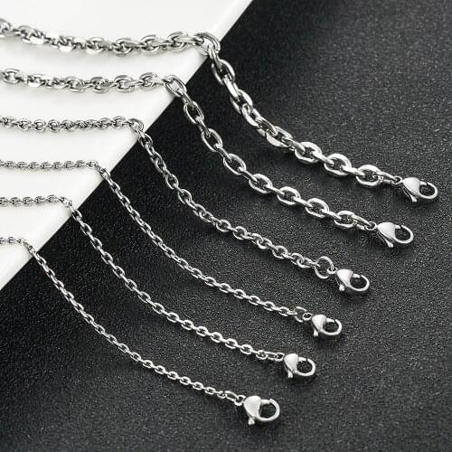 Width1.6/2/2.4/3/4/5mm Fashion Steel Color Stainless Steel Women Men Cuban Chain Oval Necklace High Quality Classic Jewelry