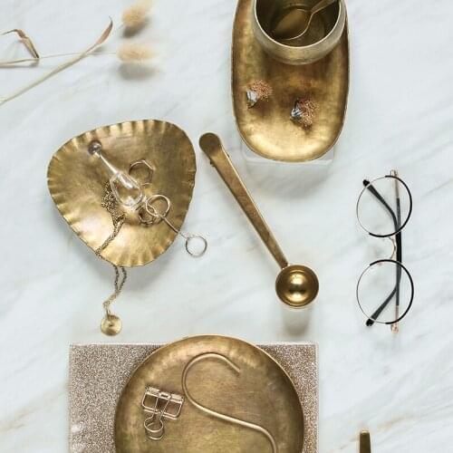 Gold Copper Metal Plates Organizer Tray Snack Tray Luxury Art Design Home Decor