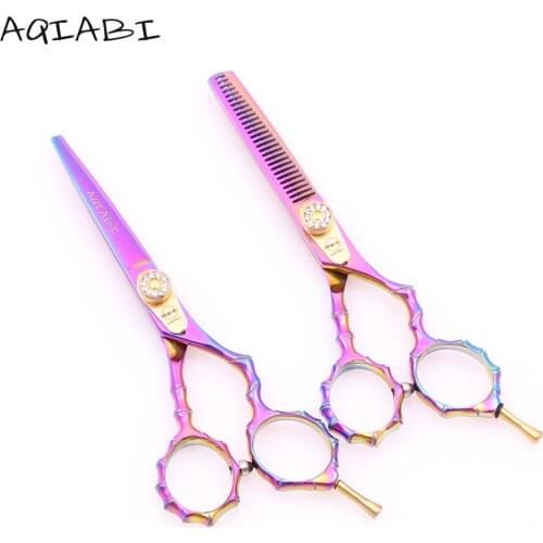 Professional Hair Scissors 5.5'' AQIABI 440C Colorful Barber Scissors Cutting Shears Thinning Shears Hairdressing Scissors A9010