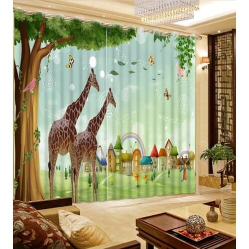 Modern curtains for living room custom curtains Cartoon giraffe childrens playground children curtains