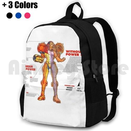Cross-Samus Outdoor Hiking Backpack Waterproof Camping Travel Super Metroid Metroid Samus Aran Samus Ridley Snes Nintendo Video