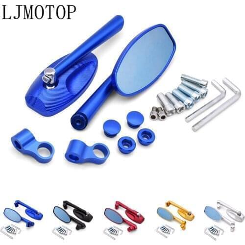Universal Motorcycle Side Rear View Mirrors Blue Anti-glare Mirror CNC Aluminum For Yamaha YBR 125 YZF R15 XT660 TMAX 500 530