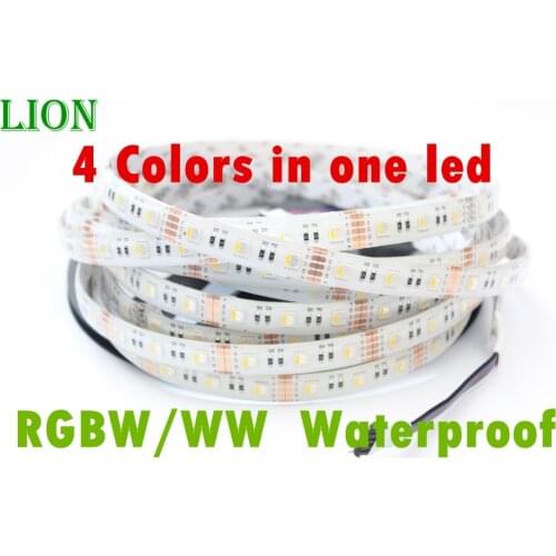 Waterproof ip65 5M 4 Colors in 1 LED DC12V 12MM PCB SMD 5050 RGBW LED Strip Light RGB+ White / Warm White White PCB
