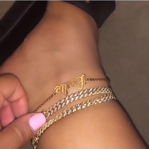 Wonem foot anklet Iced Out Cubic Zircon paved 6.5mm Miami Curb Cuban Link Chain anklet leg Jewelry for hip hop jewelry drop ship