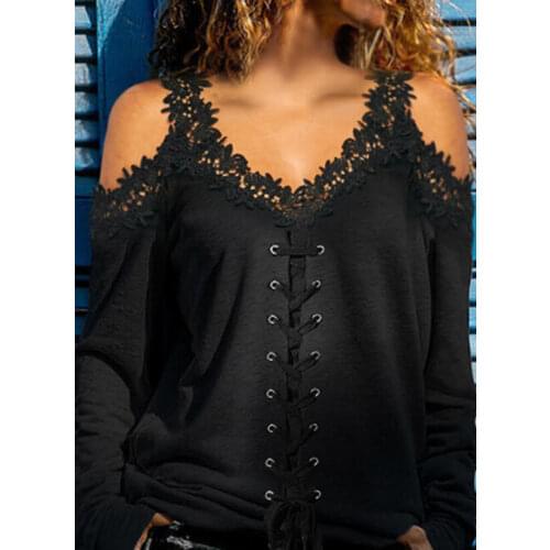 Women Lace T-shirt Tops Bandage Shirt Lady Lace Sleeve Zipper V Neck Shirts New 2021 Summer Top For Girl Mothers' Day Gift