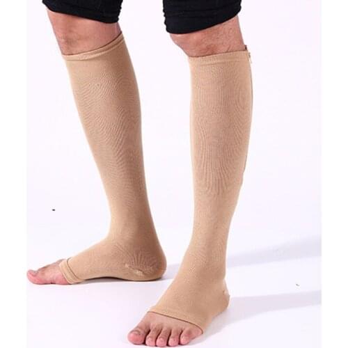 1 Pair Artificial Elastic Women Socks Ballet Compression Treatment Soft Socks Compression Zipper Fat Burn Massage
