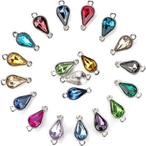 20pcs Crystal Glass Water Drop Earrings Bracelet Connectors Charms Pendant for DIY Necklaces Jewelry Making Charms Accessories