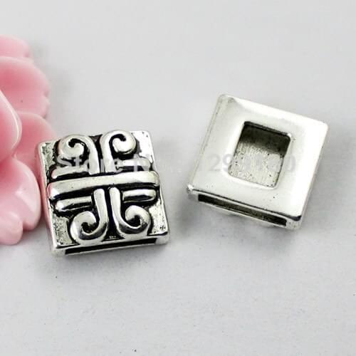 10pcs Fashion Knot Slider for Bracelet Necklace Watch Chain Beads DIY Making Accessories Square 18x18mm Hole:14x2mm K01897